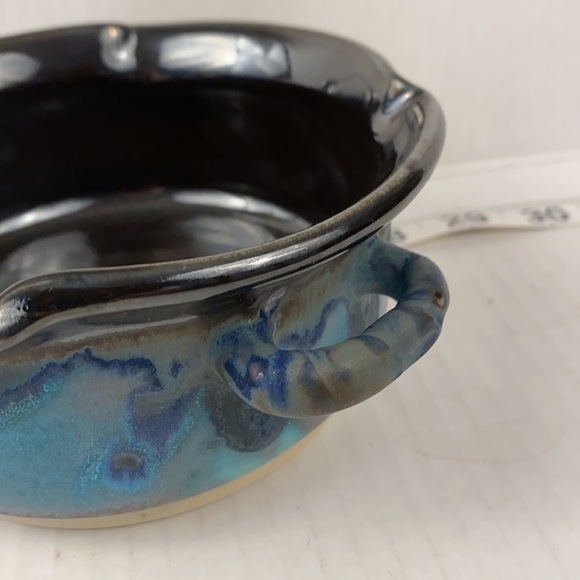 pottery bowl art serving decor ceramic artist signed - Picture 10 of 11